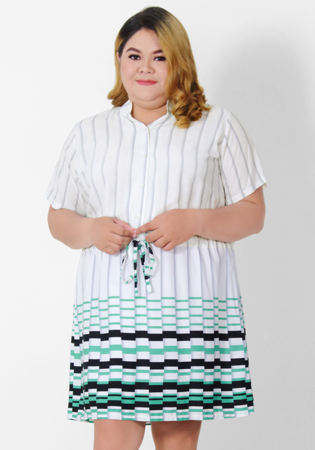 Chinese Collar Buttoned and Stringed Waist Dress Syala Collections