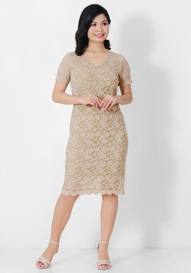 Scalloped Lace Bodycon Dress Bodycon Dress Scalloped Neckline Cocktail Dress  Cheap Scallop Lace