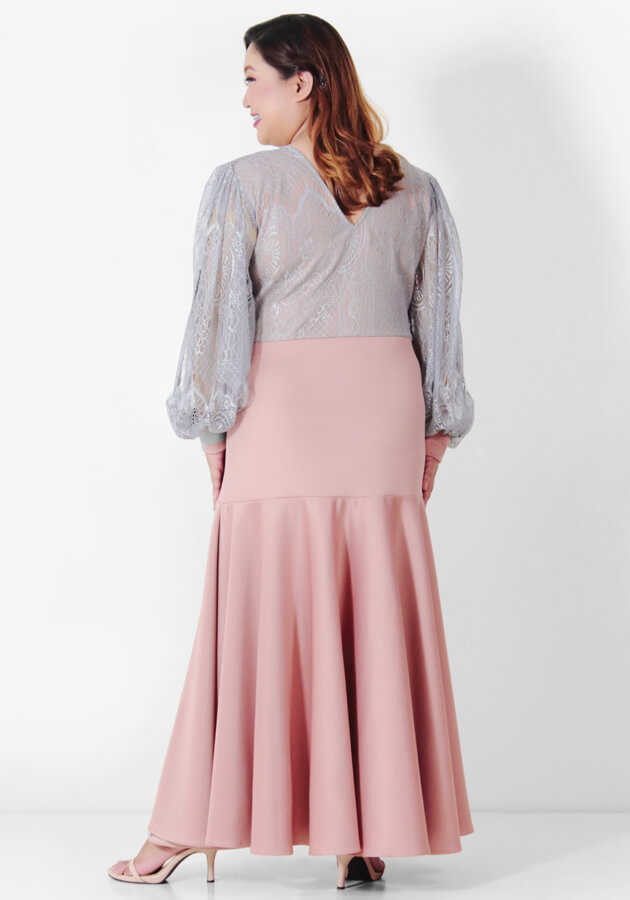 Laced Slit Sleeves Bell Skirt Maxi Syala Collections